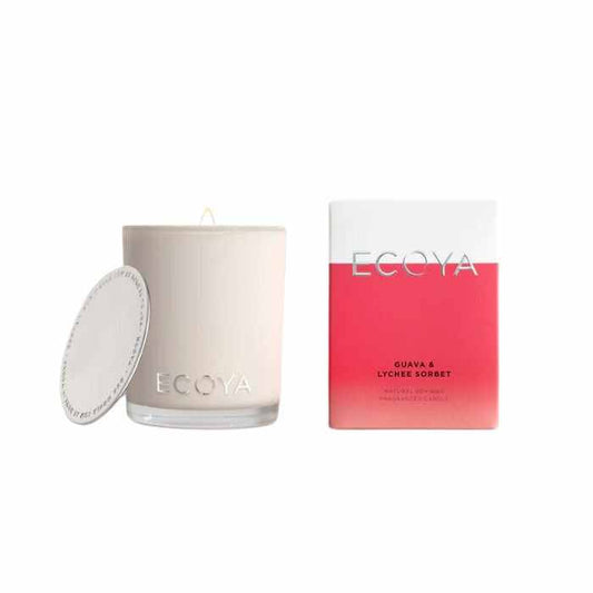 Makeup and Beauty Lounges Guava and Lychee Sorbet Mini Madison Candle by ecoya available to shop instore or online at our beauty salon in Moonee Ponds. Afterpay Available and Free Shipping on orders over $100