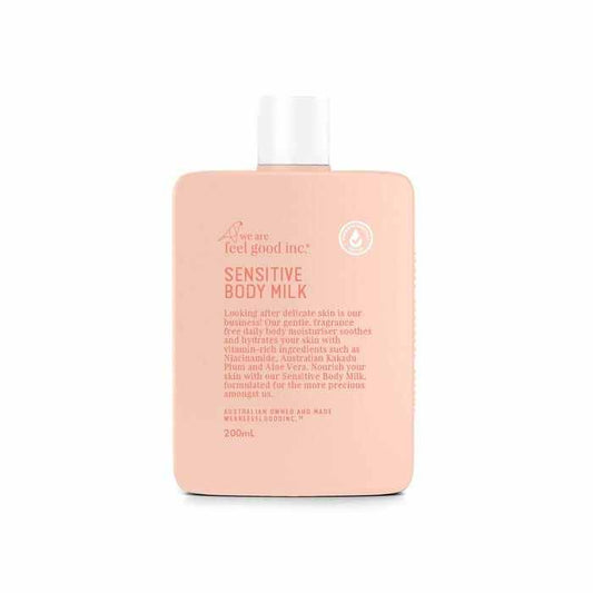 Makeup and Beauty Lounges Sensitive Body Milk by We Are Feel Good Inc available to shop instore or online at our beauty salon in Moonee Ponds. Afterpay Available and Free Shipping on orders over $100