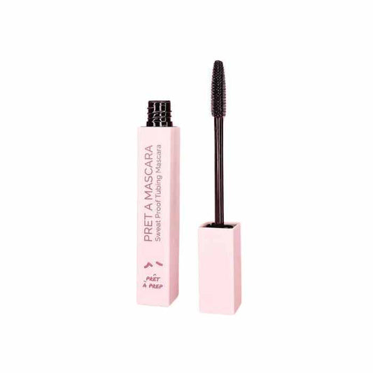 Prêt à Tubing Mascara in light pink tube with open wand, sweat-proof and easy-to-remove formula for smudge-free lashes