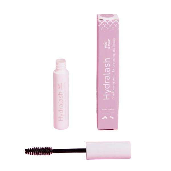 Hydralash Conditioning Serum in pink tube with brush and box for dry lashes and brows hydration and strengthening