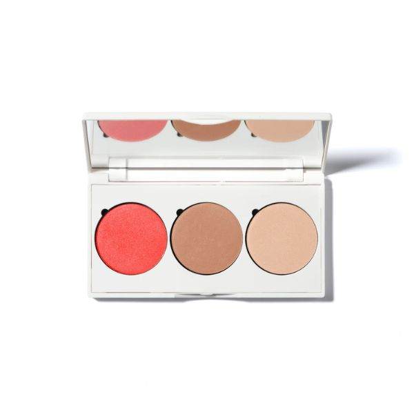 Runway Room Warm Glow Palette with bronzer, blush, and highlighter for radiant, sun-kissed skin