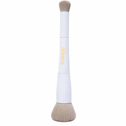 Runway Room Buffer Baton Dual Ended Brush with ultra soft vegan bristles for flawless blending of liquid, cream, and powder makeup.