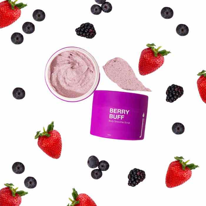 Makeup and Beauty Lounges Berry Buff Body Scrub by Skin Juice available to shop instore and online at our beauty salon in Moonee Ponds. Afterpay Available and Free Shipping on orders over $100