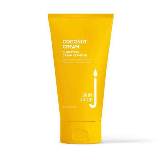 Skin Juice Coconut Cream Clarifying Cleanser in yellow tube for gentle, hydrating, and purifying facial cleansing