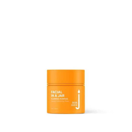 Orange jar of Skin Juice Facial in a Jar Plumping Pumpkin exfoliating and hydrating face mask