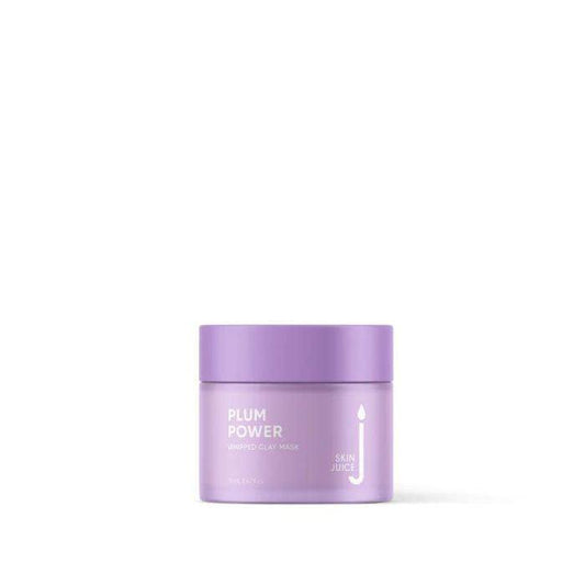Plum Power Whipped Clay Mask by Skin Juice in a purple jar.