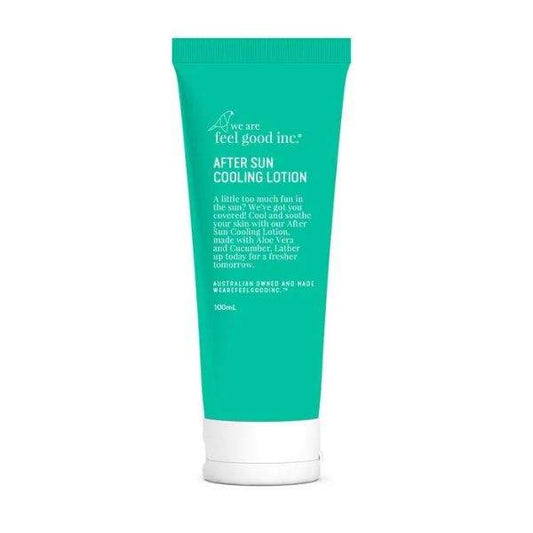 After Sun Cooling Gel tube with aloe vera, cucumber, and peppermint for soothing sun-exposed skin
